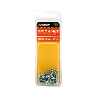 Gambar Krisbow Set Mur Dan Baut Philips 3x12 mm 20 pcs