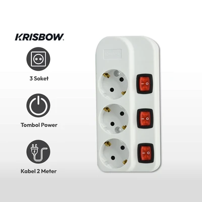 Gambar Krisbow Stop Kontak 3 Soket KR-4338 - Putih