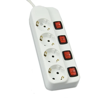 Gambar Krisbow Stop Kontak 4 Soket Dengan Tombol On/Off KR-4348 - Putih