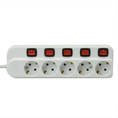 Gambar Krisbow Stop Kontak 5 Soket Dengan Tombol On/Off KR-4358 - Putih