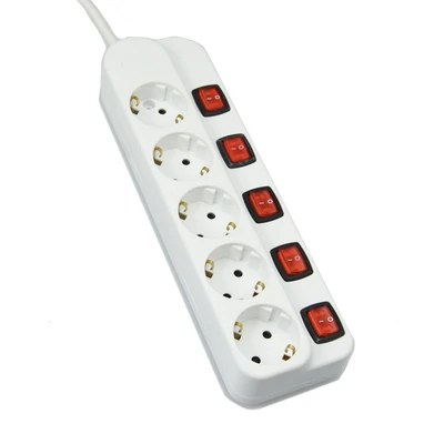 Gambar Krisbow Stop Kontak 5 Soket Dengan Tombol On/Off KR-4358 - Putih
