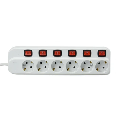Gambar Krisbow Stop Kontak 6 Soket Dengan Tombol On/Off KR-4368 - Putih