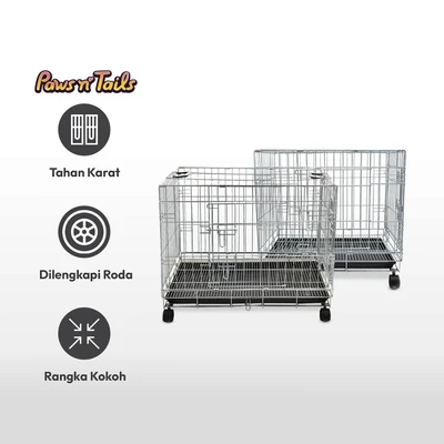 Gambar Paws N Tail Kandang Anjing & Kucing 77x49x63 cm - Silver/Hitam