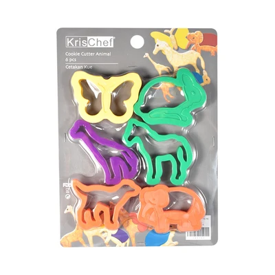 Gambar Krischef Cetakan Kue Bentuk Hewan Plastik Set 6 pcs - Mix