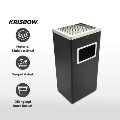 Gambar Krisbow Tempat Sampah Asbak Stainless Steel 30x24x62 cm - Hitam
