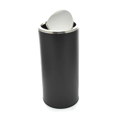 Gambar Krisbow Tempat Sampah Tutup Swing Stainless Steel Round 30 Liter - Hitam