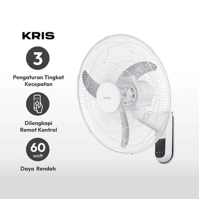 Gambar Kris Kipas Angin Dinding Dengan Remote 18 Inch 60 Watt - Putih