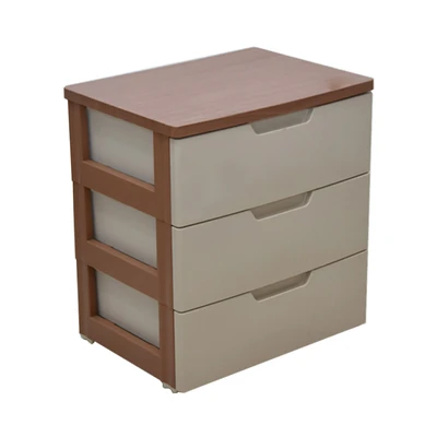 Gambar Iris Laci Penyimpanan Wood Top Board 3 Tingkat - Cokelat