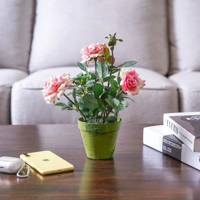 Gambar Arthome Bunga Artifisial Rose Dengan Pot 32 cm - Pink