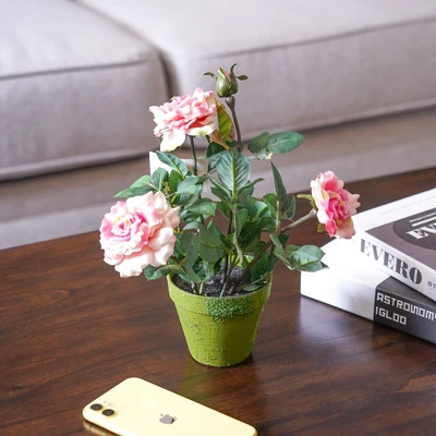 Gambar Arthome Bunga Artifisial Rose Dengan Pot 32 cm - Pink