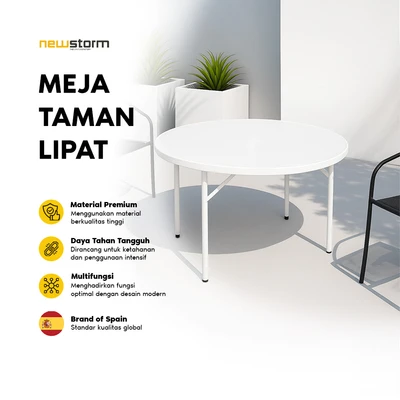 Gambar New Storm Meja Taman Lipat 4FT 122 cm - Putih