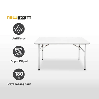 Gambar Newstorm 122x62 Cm Molding Meja Taman Lipat 44ft - Putih