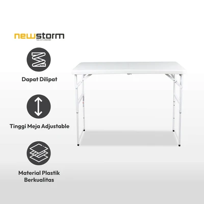 Gambar New Storm Meja Taman Lipat Adjustable - Putih