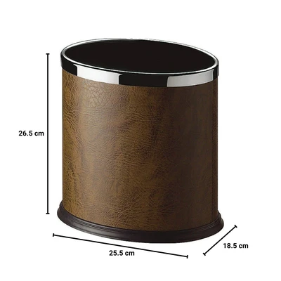 Gambar Krisbow Tempat Sampah Stainless Steel & Leather 12 Liter - Cokelat