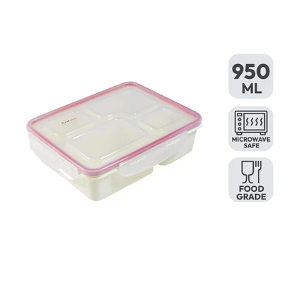 Gambar Kris Kotak Makan 4 Sekat Microwave Safe 950 ml - Pink