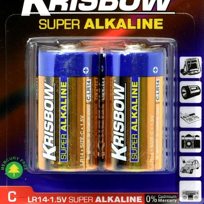 Gambar Krisbow Set 2 Pcs Baterai Alkaline Ukuran C