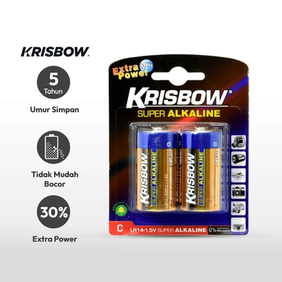 Gambar Krisbow Set 2 Pcs Baterai Alkaline Ukuran C