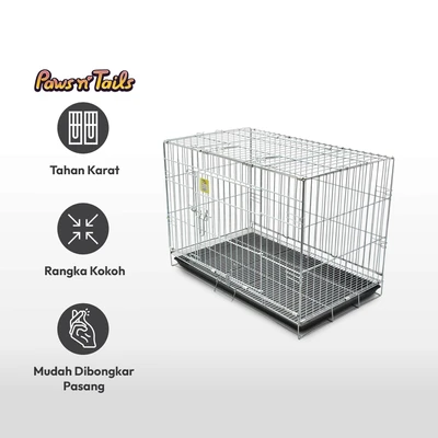 Gambar Paws N Tail Kandang Anjing & Kucing 76.5x47x55 cm - Silver/Hitam