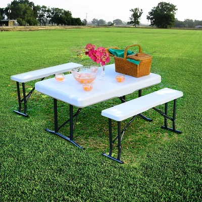 Gambar Krisbow Set Meja & Bangku Bench Lipat - Putih