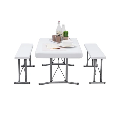 Gambar Krisbow Set Meja & Bangku Bench Lipat - Putih