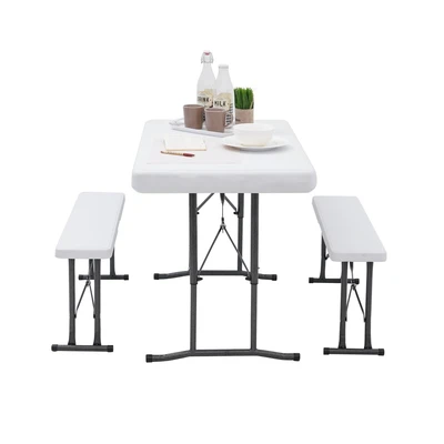Gambar Krisbow Set Meja & Bangku Bench Lipat - Putih