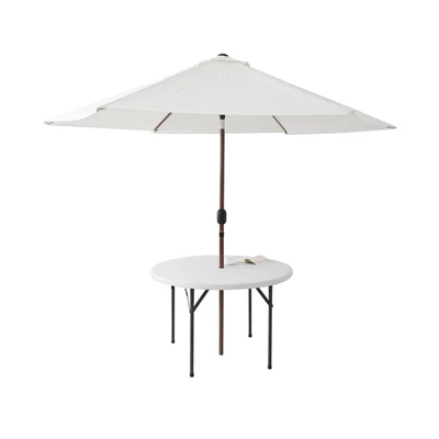 Gambar Krisbow Meja Teras Lipat Round 115 cm - Putih/Abu-Abu