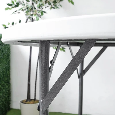 Gambar Krisbow Meja Teras Lipat Round 115 cm - Putih/Abu-Abu