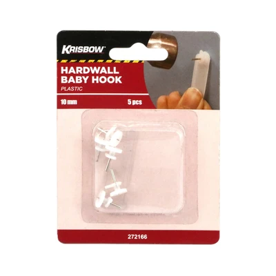 Gambar Krisbow Baby Hardwall Hook 10 mm 5 Pcs - Putih