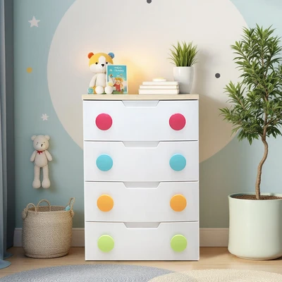 Gambar Iris Laci Pakaian Anak 4 Tingkat Colour Dots - Krem