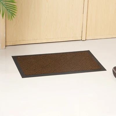 Gambar Krisbow Keset Pintu Polyester Diamond 45x75 cm - Cokelat