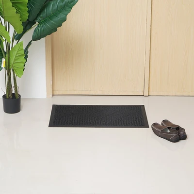 Gambar Krisbow Keset Pintu Polyester Diamond 45x75 cm - Hitam Charcoal