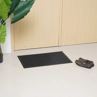 Gambar Krisbow Keset Pintu Polyester Diamond 45x75 cm - Hitam Charcoal