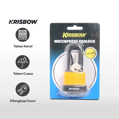 Gambar Krisbow Gembok Tahan Air Shackle Panjang 4 cm - Kuning