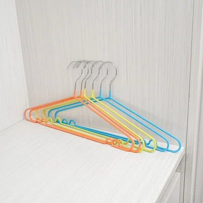 Gambar Stora 40 Cm Set 6 Pcs Hanger Kawat Baja Pvc - Oranye/hijau/biru