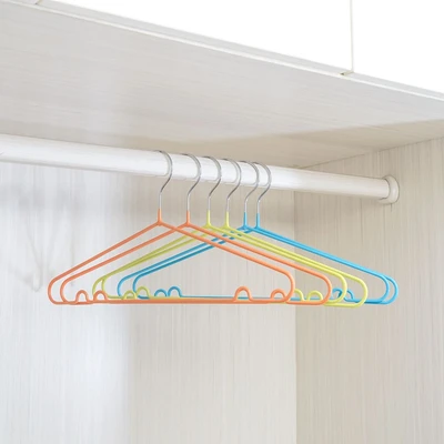 Gambar Stora 40 Cm Set 6 Pcs Hanger Kawat Baja Pvc - Oranye/hijau/biru