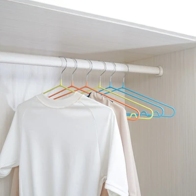 Gambar Stora 40 Cm Set 6 Pcs Hanger Kawat Baja Pvc - Oranye/hijau/biru