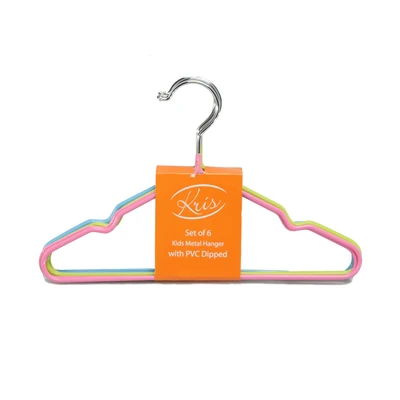 Gambar Stora Set 6 Pcs Hanger Anak Kawat Besi - Pink/biru/hijau