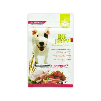 Gambar Best In Show Camilan Anjing Bis Jerky Strawberry 70 gr