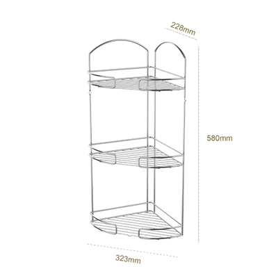 Gambar Stora Rak Sudut Kamar Mandi 3 Tingkat Stainless Steel