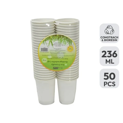Gambar Kris Gelas Biodegradable 236 ml Set 50 Pcs - Putih