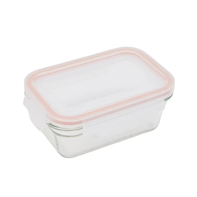 Gambar Glasslock Wadah Makanan Tempered Glass Ring Taper Rectangle 485 ml Transparan Random