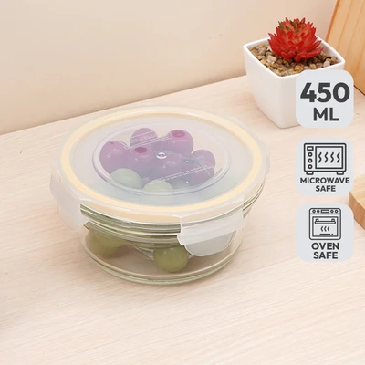 Gambar Glasslock Wadah Makanan Ring Taper Round 450 ml Transparan Random