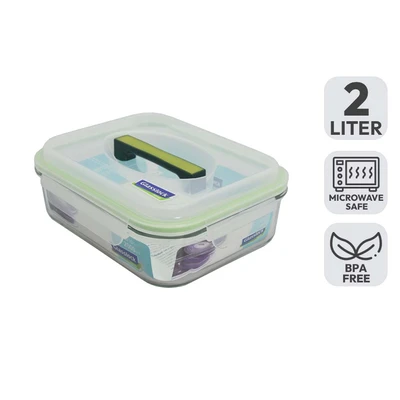 Gambar Glasslock Wadah Makanan Tempered Glass Rectangle 2 Liter - Hijau