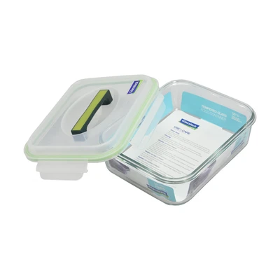 Gambar Glasslock Wadah Makanan Tempered Glass Rectangle 2 Liter - Hijau