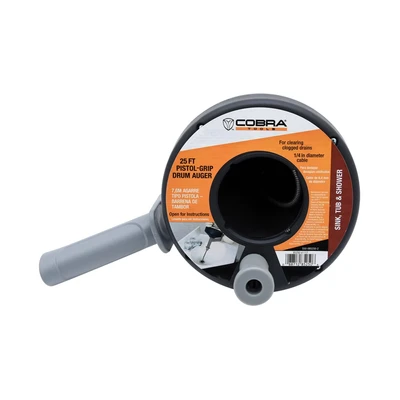 Gambar Cobra Pembersih Pipa Pistol-Grip Drum Auger 1/4 Inch X 25 Ft