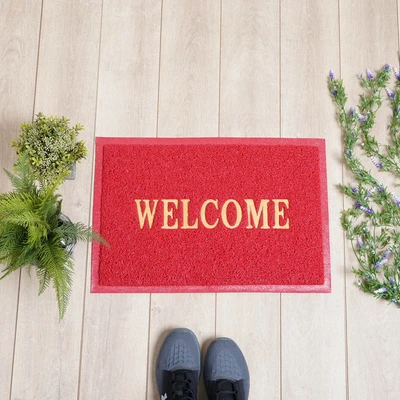 Gambar Krisbow Keset Pintu PVC Welcome 40x60 cm - Merah