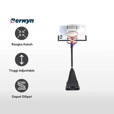 Gambar Berwyn Pro Shot Set Ring & Tiang Basket - Hitam