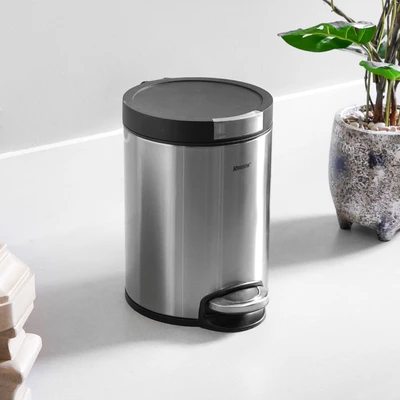 Gambar Krisbow Tempat Sampah Pedal Stainless Steel 7 Liter - Hitam/silver