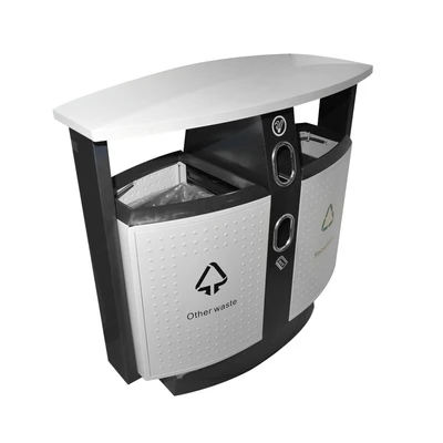 Gambar Krisbow Tempat Sampah Stainless Steel 2 Kompartemen Recycle Outdoor