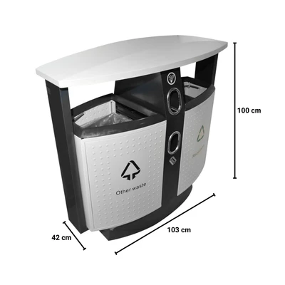 Gambar Krisbow Tempat Sampah Stainless Steel 2 Kompartemen Recycle Outdoor